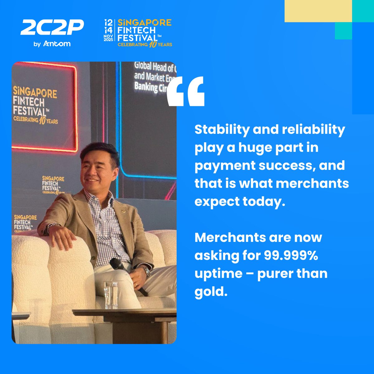 On Day 2 of #SFF2025, our CEO-elect, Worachat, highlighted the need for stable, secure, and accessible payment solutions to usher in SEA’s next wave of growth.

#2C2P #FinTech