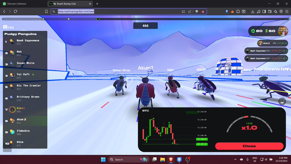 Ahhhhh $BITCOIN needs to go uuuuppp for the sake of my bag and my race in <a href="/RoachRacingClub/">Roach Racing Club</a> on <a href="/AbstractChain/">Abstract</a> !!!