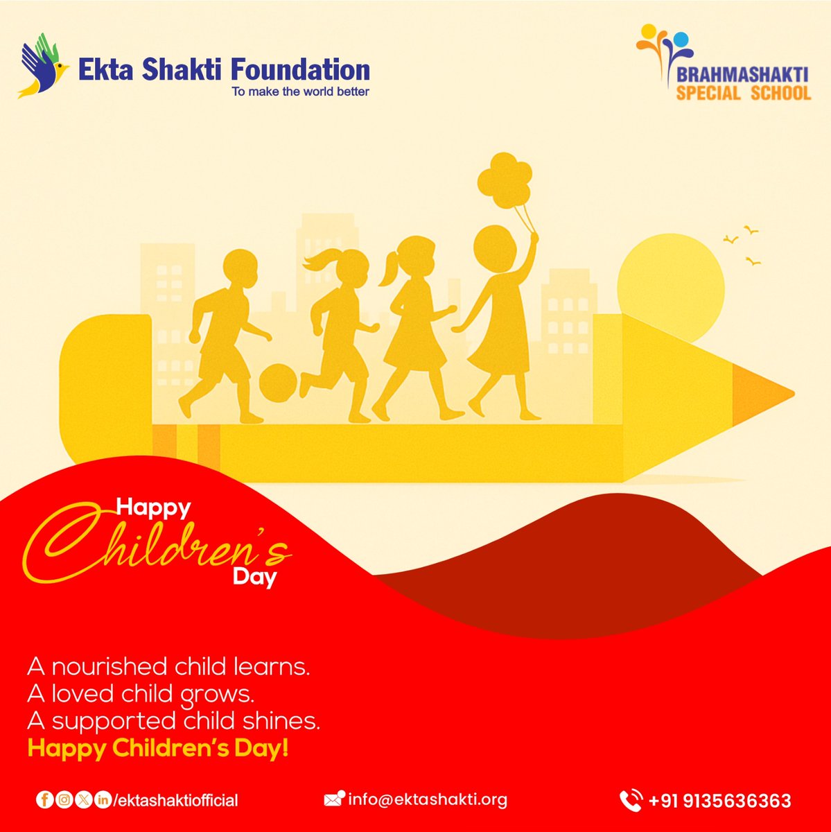 ekta_shakti's tweet image. A nourished child learns. A loved child grows. A supported child shines.

Ekta Shakti Foundation wishes Happy Children's Day.

#childrensday #preciousone #giftofgod #innocent #memories #games #gifts