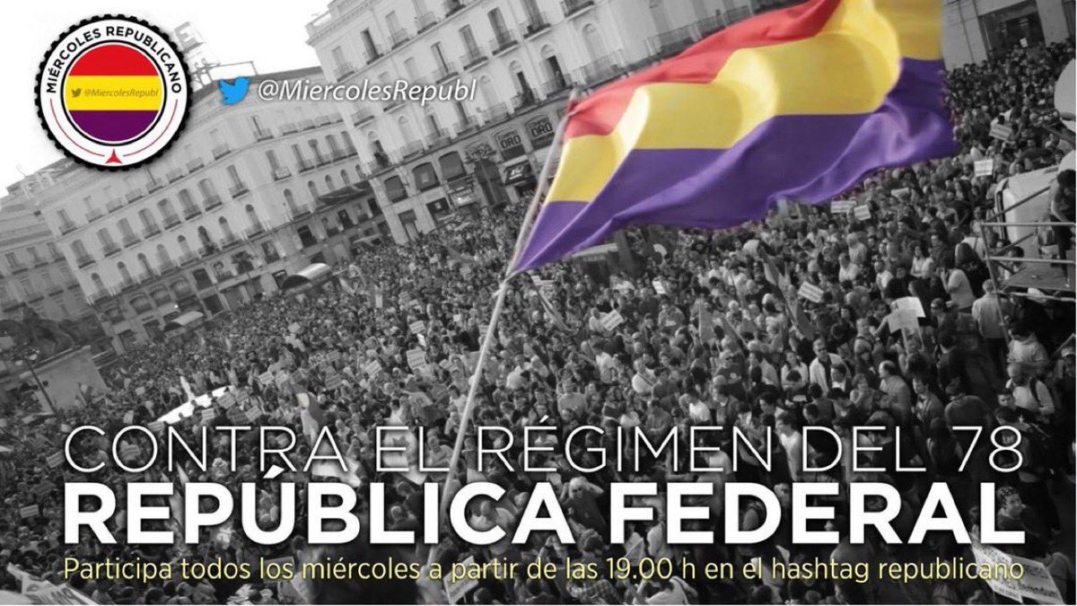 La monarquía es una institución anacrónica y obsoleta, que sufrimos por culpa de un dictador.

Muestra tu inconformidad con este régimen, alza tu voz los miércoles a partir de las 19.00 h (18.00 h en Canarias) en el hashtag republicano de 
<a href="/MiercolesRepubl/">Miércoles Republicano ❤️💛💜</a>
#FelizViernes❤️💛💜