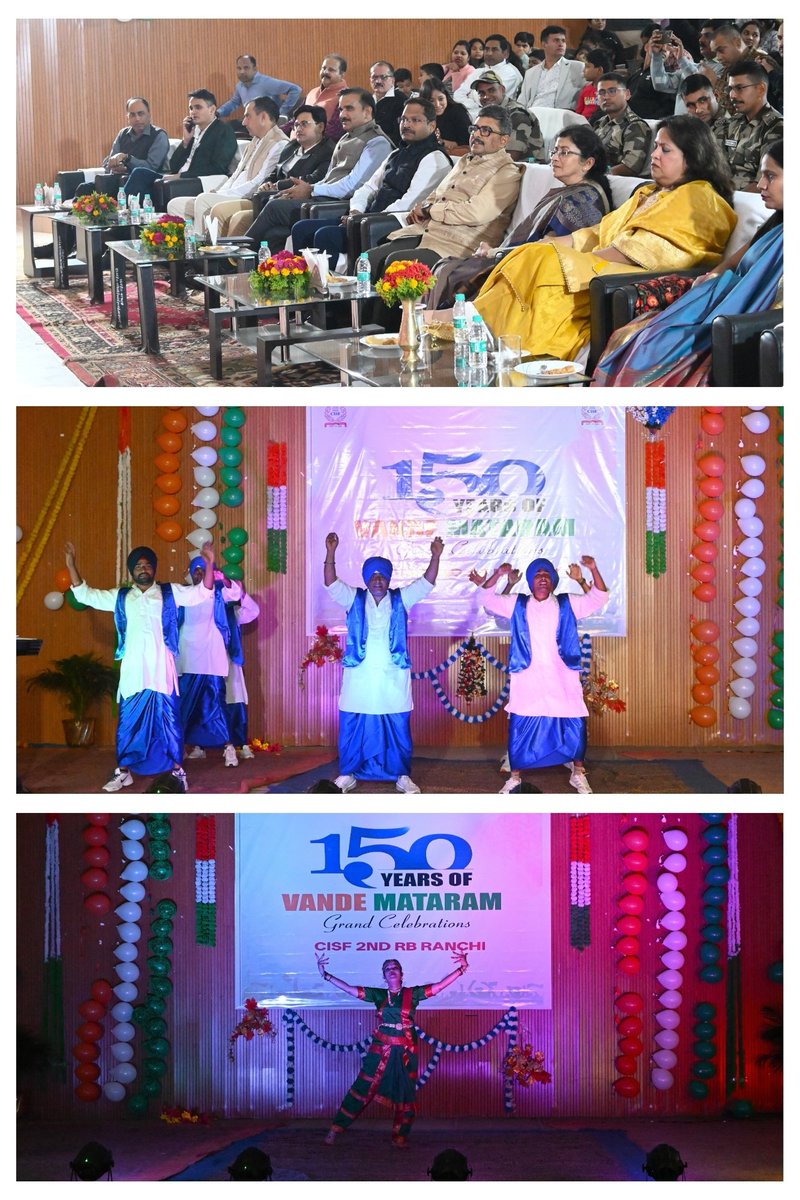 CISFEast's tweet image. CISF Eastern Sector celebrated 150 years of “Vande Mataram” through vibrant cultural programs. Shri Deepak Verma, IG Eastern Sector, attended as the Chief Guest and appreciated the spirit and participation.
#CISF #VandeMataram150 #CulturalCelebration @CISFHQrs