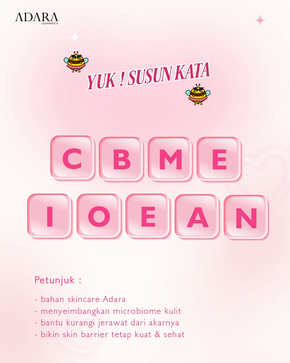 Adara_ID's tweet image. MARI KITA JUMAT BERKAH BEEUTIES 🥳‼️
6 orang pemenang masing2 dapet spot eraser mini size dan multi blush secara rendom 

Gimana caranya? 
💗 Follow akun ini, like dan RT
✨Jawab di kolom komentar hasil susunan kata dari slide 1, 2, &amp;amp; 3
✅Tag 3 teman kamu biar ikutan juga!…