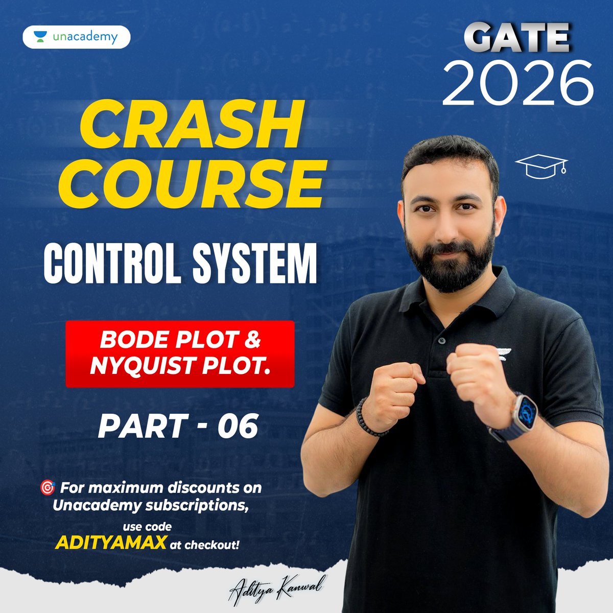 ⏱️ GATE 2026 | Control System Crash Course (Part 6)

Learn Bode Plot &amp; Nyquist Plot — master frequency response &amp; stability analysis like a pro! ⚙️

Grab maximum discounts on Unacademy subscriptions using code 𝐀𝐃𝐈𝐓𝐘𝐀𝐌𝐀𝐗! 🎯

🎥 linktr.ee/adityakanwal

#GATE2026