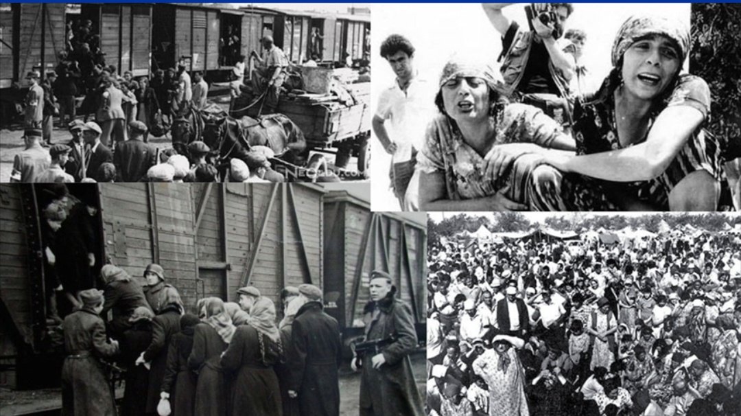 alper_turkoloji's tweet image. Adıgön, Aspinza, Ahılkelek, Ahıska... 
Rusların; çocuk, yaşlı, hasta, kadın demeden soğuk ve karlı bir günde yük vagonlarına bindirerek sürgün ettiği Ahıska Türkleri.
30 gün süren tren yolculuğu sonunda 17 bin kişi soğuk ve açlıktan hayatını kaybetti.
#AhıskaTürkleriSürgünü