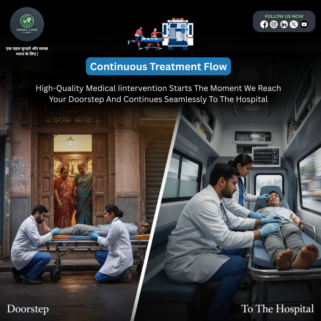 greencodelabs's tweet image. The moment we arrive, treatment begins. We ensure a Continuous Treatment Flow of high-quality medical intervention, seamlessly transitioning you to the hospital.
#treatmentflow #seamlesstransition #medicaltransport #emergencyresponse #startsatyourdoor #criticalcare #greencodelabs