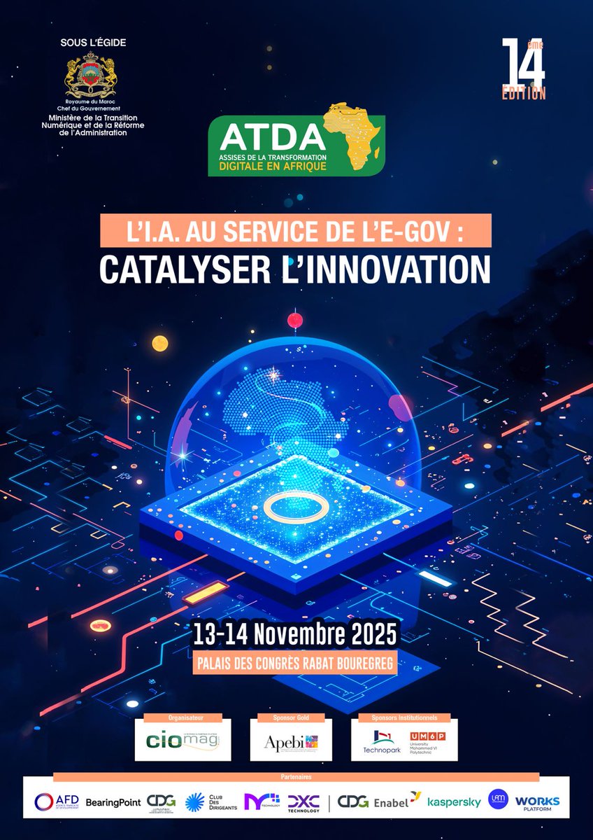 EventsCIOMAG's tweet image. 🚀 La deuxième journée des #ATDA2025 🇲🇦 démarre à Rabat !

Un programme dense, des débats stratégiques et des perspectives fortes pour accélérer la transformation digitale du continent.

👉 Découvrez le programme du jour : lesatda.com/programme-2025/

📍 Rabat - Maroc

#ATDA #Africa