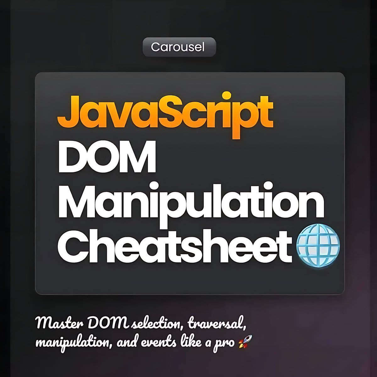 11xcoder's tweet image. JavaScript DOM Manipulation Cheatsheet 🧠
#javascript #dommanipulation #frontenddeveloper #webdevelopment #codinglife