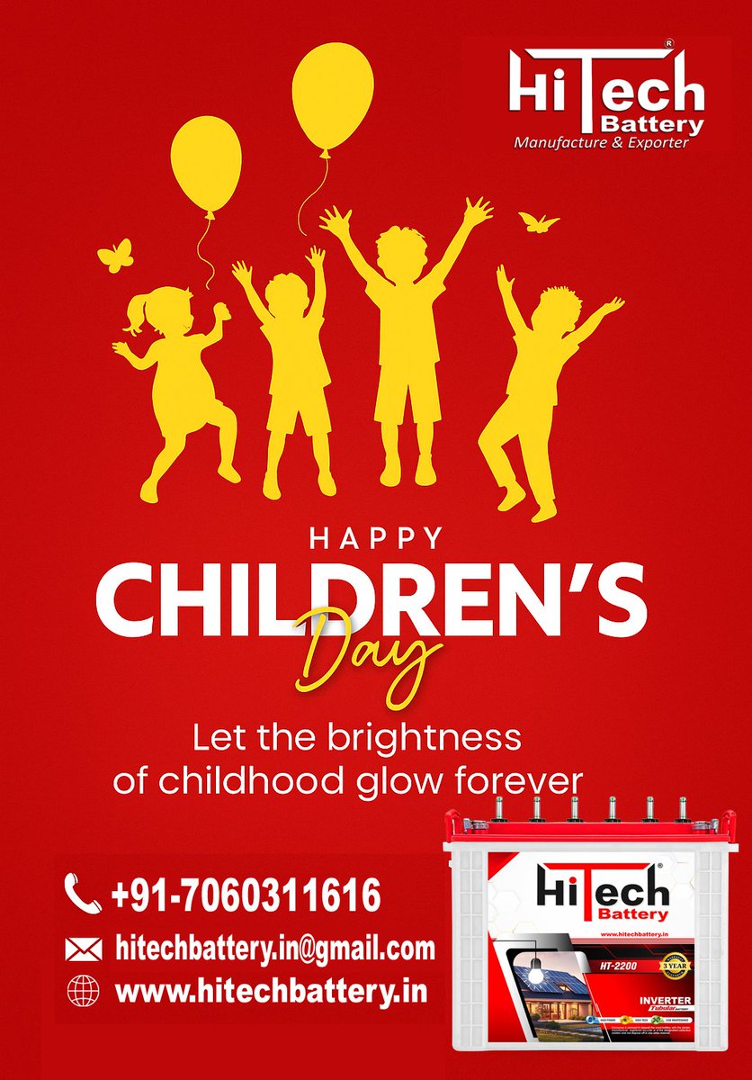 HitechBattery's tweet image. This Children’s Day,
We brighten not just homes…
but hearts around the world ❤️✨

Trusted by families.
Preferred by importers.
Hi Tech Battery — India’s Power, The World’s Confidence.

hitechbattery.in 
📞 +91 70603 11616
#HiTechBattery #ExportQuality #HappyChildrensDay