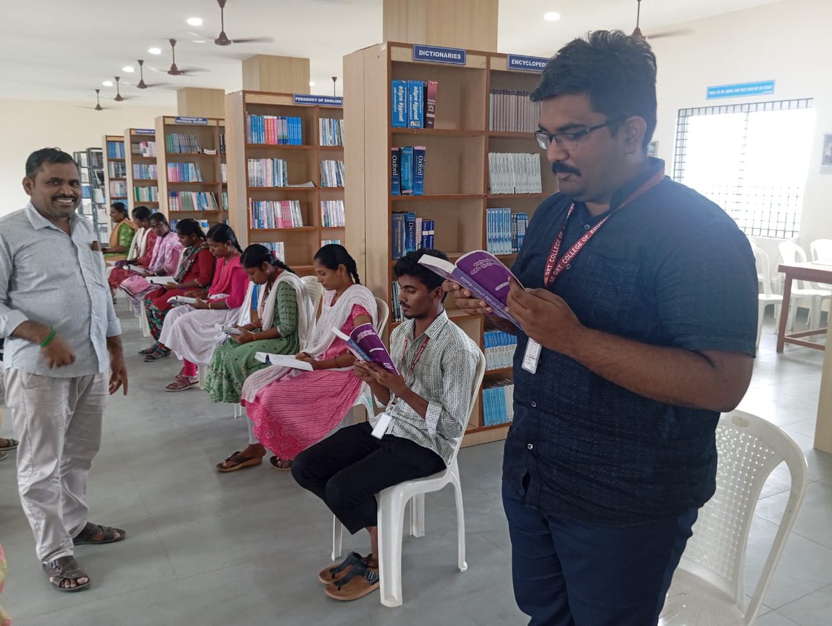 NSSGRT1TVLR's tweet image. Library Week – 2025 Begins with a Reading Marathon! 
GRT COE, Tiruttani, launched Library Week - Day 1 with an inspiring Reading Marathon on 14.11.25 #GRTCollegeOfEducation #LibraryWeek2025 #ReadingMarathon #TeacherEducation #FutureTeachers #LibraryActivities #GRTCOE #Tiruttani