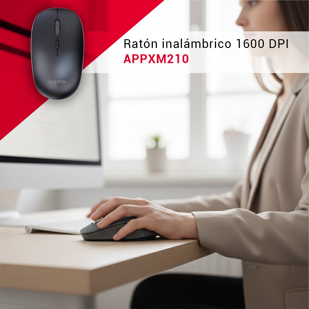 Approx_Iberia's tweet image. Precisión y comodidad al alcance de tu mano. 📷📷
El ratón inalámbrico APPXM210 combina sensor óptico con resolución ajustable de 800/1200/1600 DPI, alcance de hasta 10 m y un diseño ergonómico pensado para tu comodidad.
approx.es/go/app

#RatónInalámbrico #Mouse #Oficina