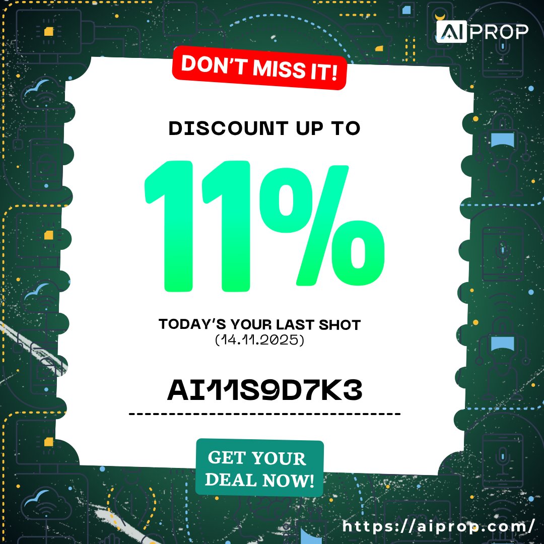 AipropCom's tweet photo. ๐ฅ LAST DAY! 11.11 ends in hours - up to 11% OFF
Code: AI11S9D7K3
No waiting. No evaluation. Just instant capital.
โณ Blink and you lose it.
๐ Grab it now: https://t.co/IsGeov6PXk
#AIProp #FlashSale1111 #LastChance #InstantFund #PropTrading https://t.co/y9m0ogEkhf