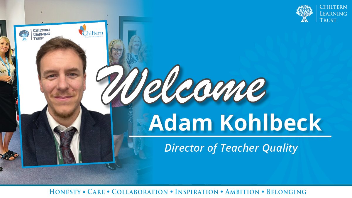 ChilternLT's tweet image. Huge welcome to @mradamkohlbeck!🌟We are delighted that he is joining our Trust as the Director of Teacher Quality!

Adam will soon be starting work to support our Teaching School, he will be collaborating directly with @unleashing_me and the @ChilternTSH.📚
