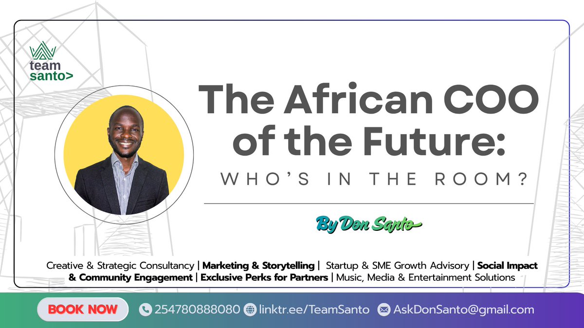 KINGDONSANTO's tweet photo. More than any previous year, Africa is experiencing simultaneous technological, marketplace &amp; business advancement.

But the question is: Who’s in the room? Who are the COOs shaping Africa’s next decade, and what does it take to thrive in this role?

More: https://t.co/gdIrU9GCNU https://t.co/zCDy8swd7j