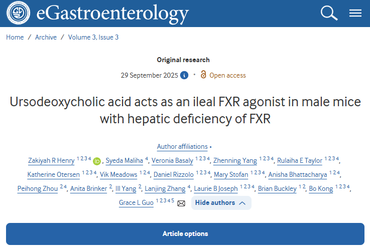 eGastro_BMJ's tweet photo. 🧭 Newly published in eGastroenterology
 📰 UDCA functions as an ileal FXR activator in male hepatic-FXR-deficient mice — opening a path for targeted MASH therapies. #eGastroenterology #LiverDisease #UDCA #MASH
🔗 https://t.co/1cAGf6tEOU
@Gut_BMJ @FrontGastro_BMJ @BMJ_Open @BMJOpen_Gastro