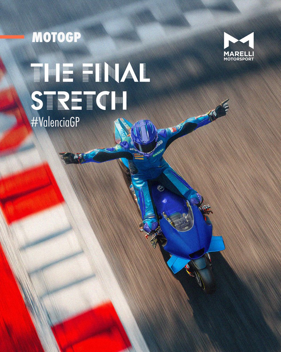 MarelliTech's tweet image. The MotoGP season comes to an end with the final race in the iconic setting of Valencia, celebrating an incredible year on the track. A big thank you to all the teams and riders, it’s been a thrilling ride 👏​

#ValenciaGP #MarelliMotosport #AI