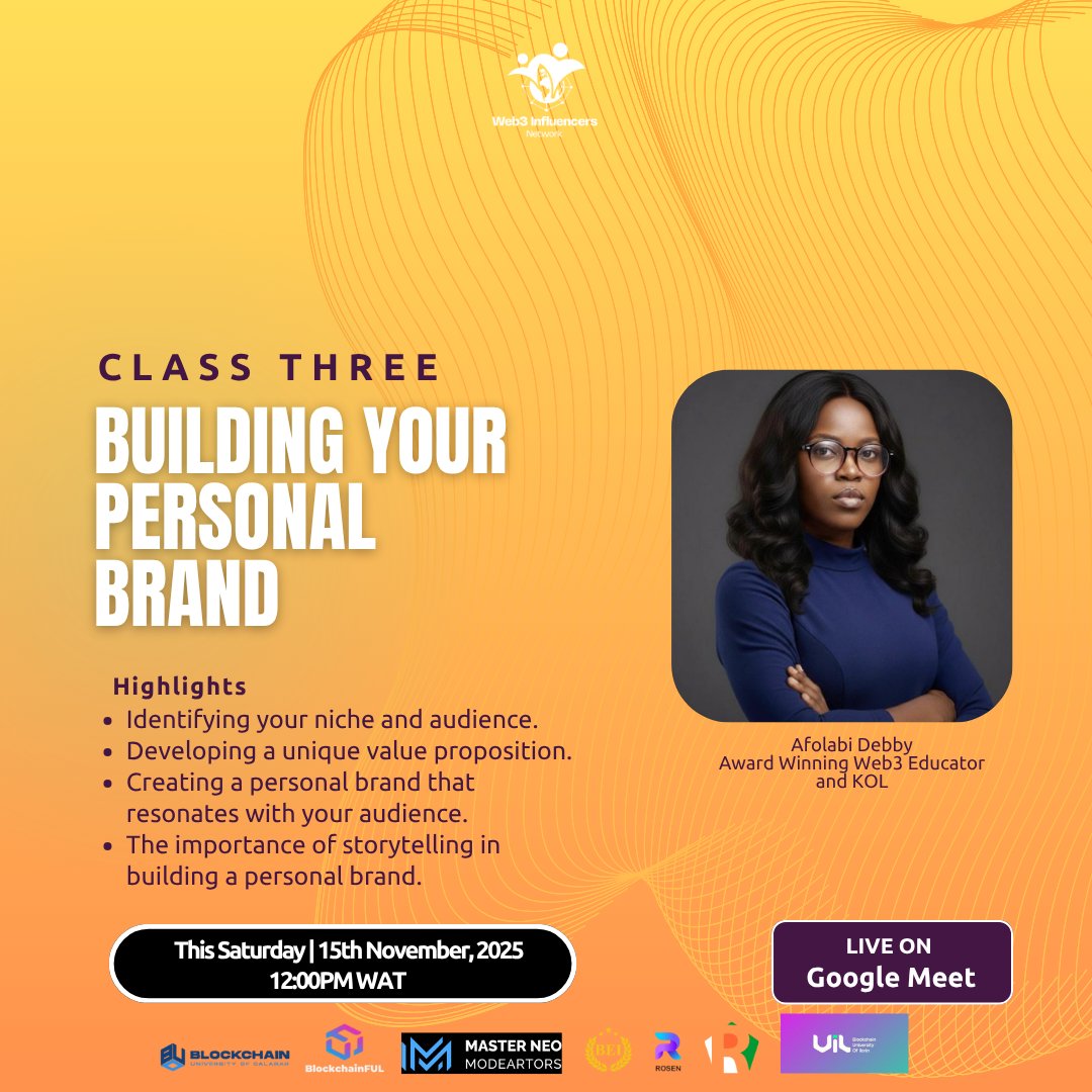 Class Three Holds Tomorrow

<a href="/Latilo2/">Global_Debby🌎</a> will be teaching how to build your personal brand that gets you recognized. 

Set your reminder.