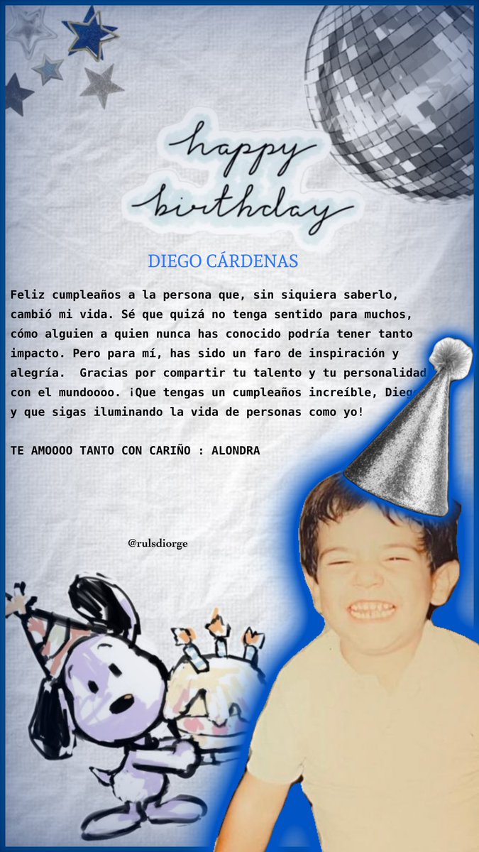 rulsdiorge's tweet photo. ☆¡HAPPY BIRTHDAY DIE! ☆
Hoy celebro tu vida y todo lo bonito que has traído a la mía. Gracias por existir, te amooo tanto 💙✨
FELIZ CUMPLE DIEGO 
(Más vale tarde que nunca)😭 https://t.co/IapDmQKqzR