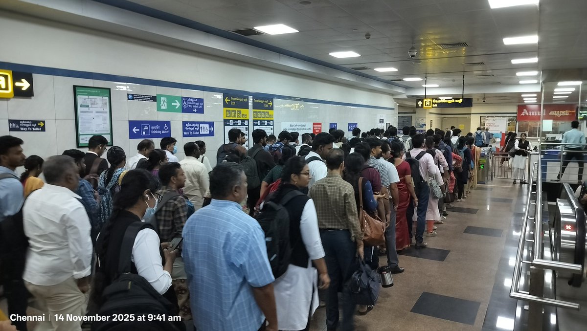 <a href="/cmrlofficial/">Chennai Metro Rail</a> 
Sir High court metro station needs more fare gates for Exit A1,A2
