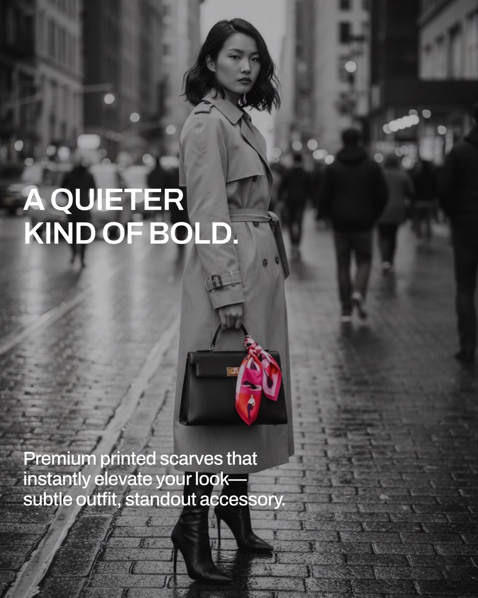 GreyExim's tweet image. Your style doesn’t need to shout — a scarf can say it all.

See the collection — link in bio.

#FallFashion #QuietLuxury #ScarfStyle #SatinScarf #PrintedScarves #GreyExim #ElevatedStyle #FashionAccessories #StreetStyle #BagAccessory