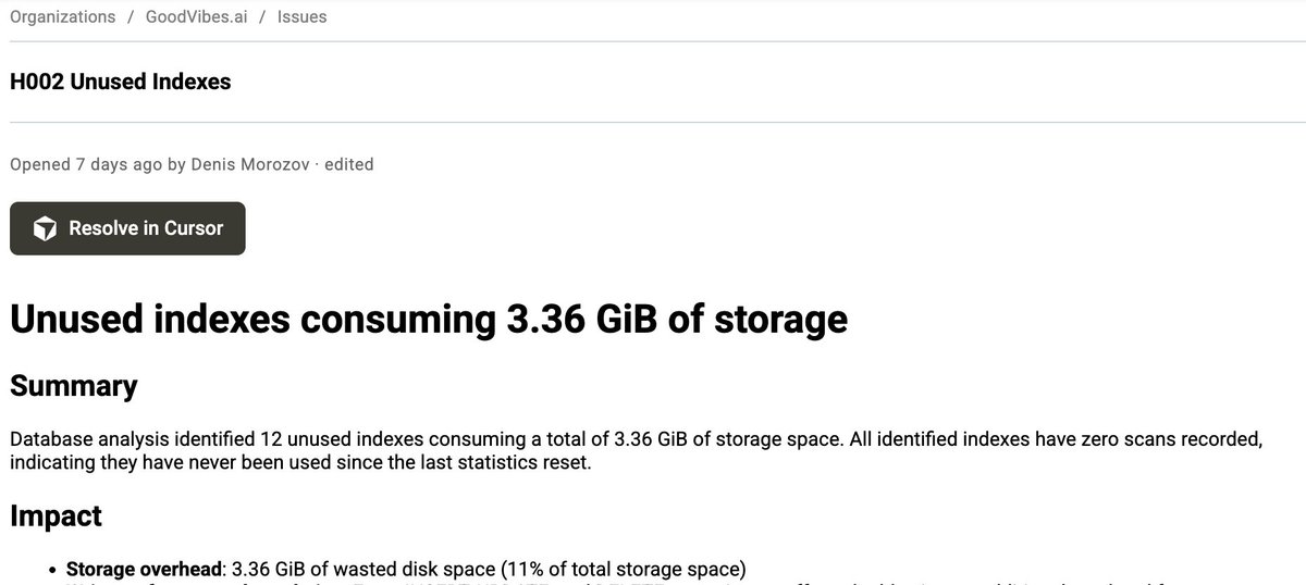 samokhvalov's tweet image. I like how easy it is now to get the new @postgres_ai copilot for any @PostgreSQL database:

One-click deployment in three modes – PaaS, BYOC, BYOM

Easy access to dashboards at xxxxxx.pgai.watch by default – in case you need to dive into all the details

&quot;Resolve in…
