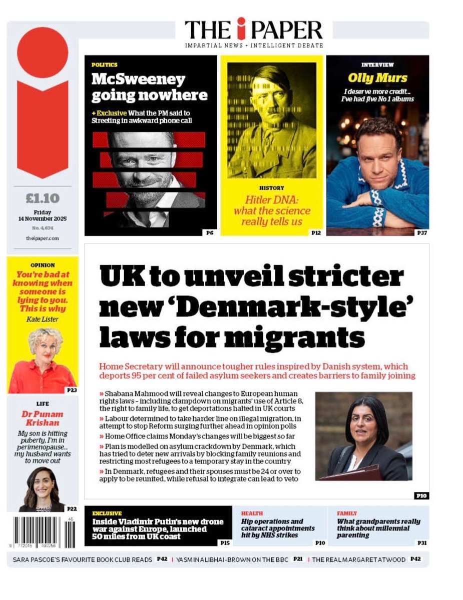 UK. La min. de l'Intérieur #ShabanaMahmood va s'inspirer du modèle danois pour accroître les expulsions de #migrants, restreindre le regroupement familial, réduire l'attractivité de la Grande-Bretagne, limiter la durée de séjour, mettre fin au "shopping des demandeurs d'asile".