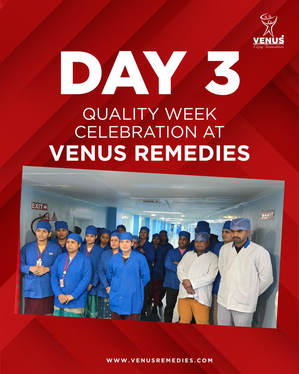 remediesvenus's tweet photo. Day 3 Highlights – Quality Week at Venus Remedies
The celebrations continued with a day of insightful learning and enthusiastic participation at VGFC, where teams came together to celebrate quality through knowledge and collaboration.

#QualityWeek #VenusRemedies #QualityCulture https://t.co/0xQogVkP9g
