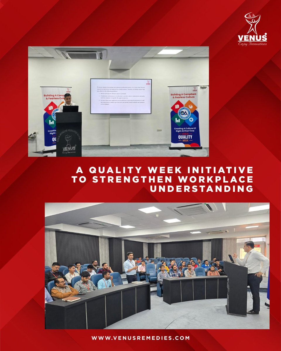 Day 3 Highlights – Quality Week at Venus Remedies
The celebrations continued with a day of insightful learning and enthusiastic participation at VGFC, where teams came together to celebrate quality through knowledge and collaboration.

#QualityWeek #VenusRemedies #QualityCulture