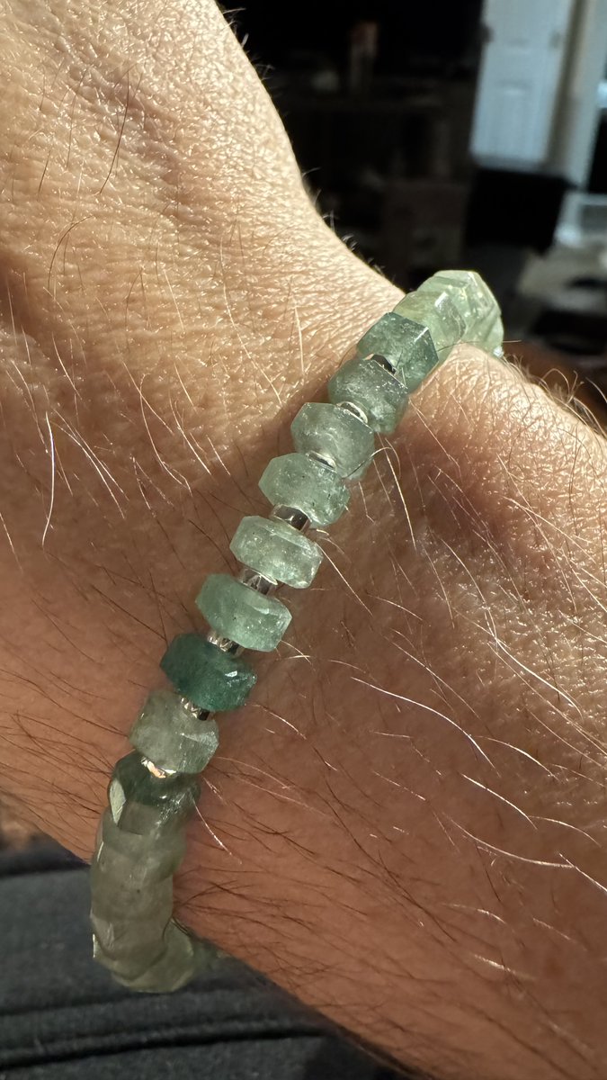 iambrianwatson's tweet image. I’m working on a new essay and, of course, need another creative project or two to let me think w/o writing, too. The first photo is a rock crystal daruma bead with rose quartz and red Japanese glass beads. The second is aventurine and silver.