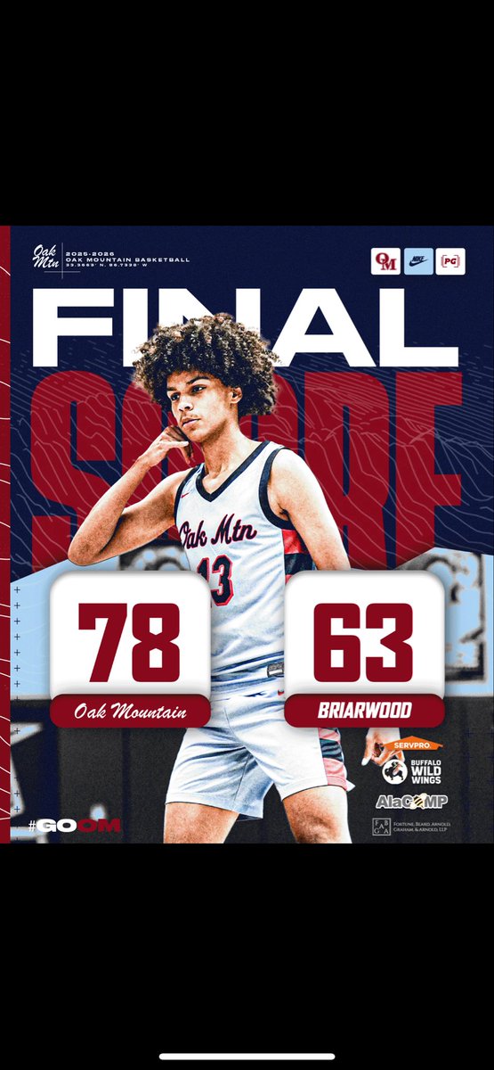 Good win tonight vs crosstown rivals! Back to work. Next game Monday vs Chelsea.
Kasen Lemons 20pts 7rebs 5 steals
Gray Carrington 17pts
Patton Knight 16 pts
Xander Hughes 11 pts 
Clay Mills 7 pts 5 rebs 5 ast 

#GOOM #GRIT #LTW