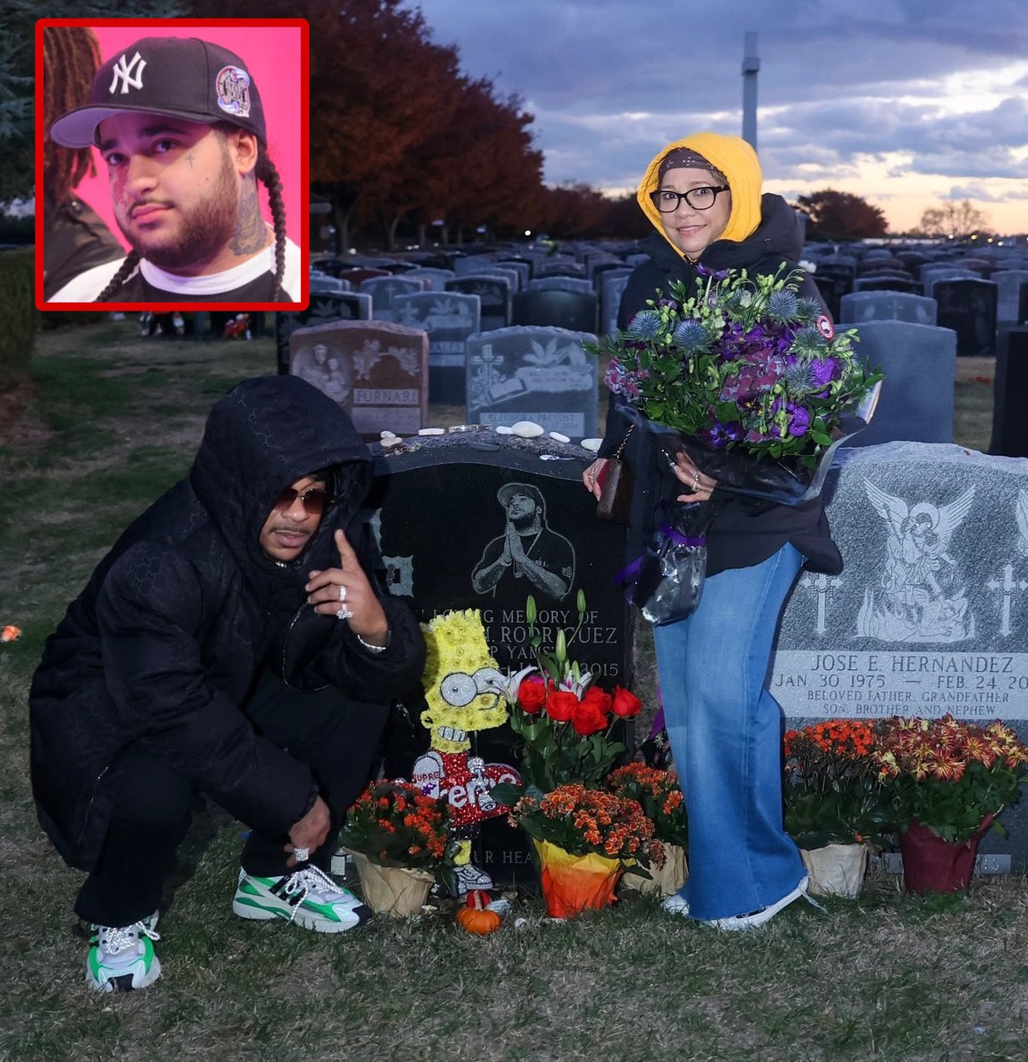 Max B with ASAP Yams’ mother visiting his grave for his 36th Birthday. 

ASAP Yams was an intern for Dipset &amp; Max B would pay him to box up mixtapes.
