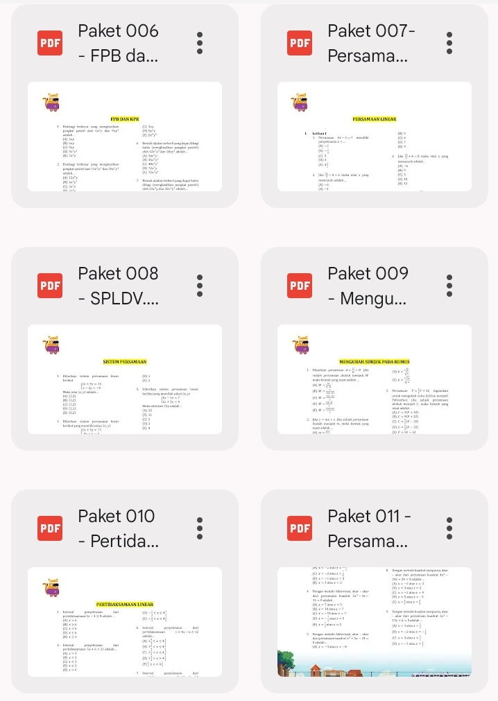 beaglestude's tweet image. LATSOL FUNDAMENTAL MATEMATIKA 
source : alternatifa project | 5% 2025

• Operasi Bilangan 
• KPK &amp;amp; FPB 
• Operasi Dasar Aljabar
• Persamaan Linear 
• SPLDV 
• Pertidaksamaan Linear 
• Persamaan Kuadrat 
• Fungsi 
• Bangun Datar 
• Bangun Ruang 
• Barisan dan Deret