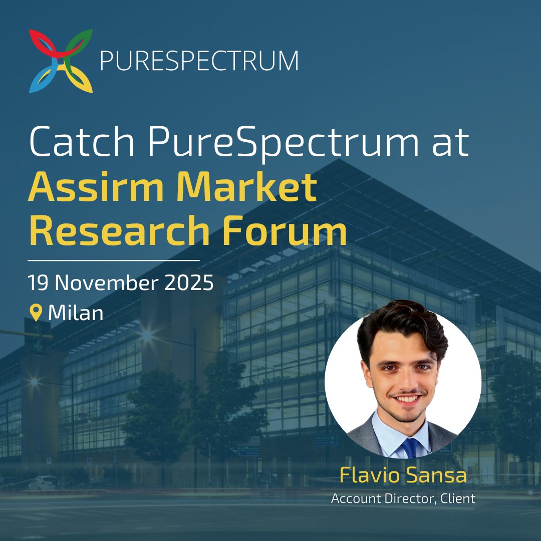 purespectrum_'s tweet image. Connect with PureSpectrum in Milan next week! Flavio Sansa is joining the conversation at the Assirm Market Research Forum on 19 November. #PureSpectrum #ASSIRM