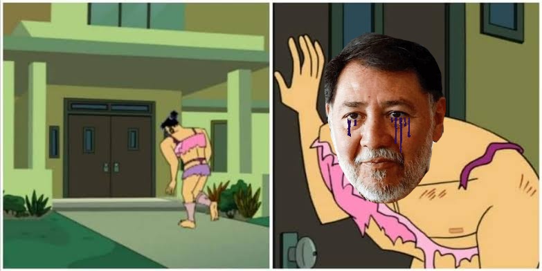 Noroña regresando del abucheo en la Universidad de Guanajuato.