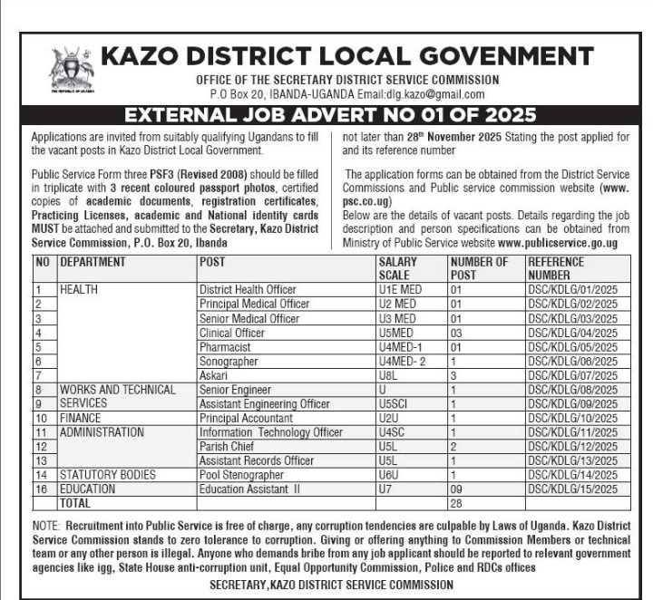 Eligible candidates can apply for these jobs.
<a href="/TinyefuzaO/">Tinyefuza Naboth Official</a> -CO