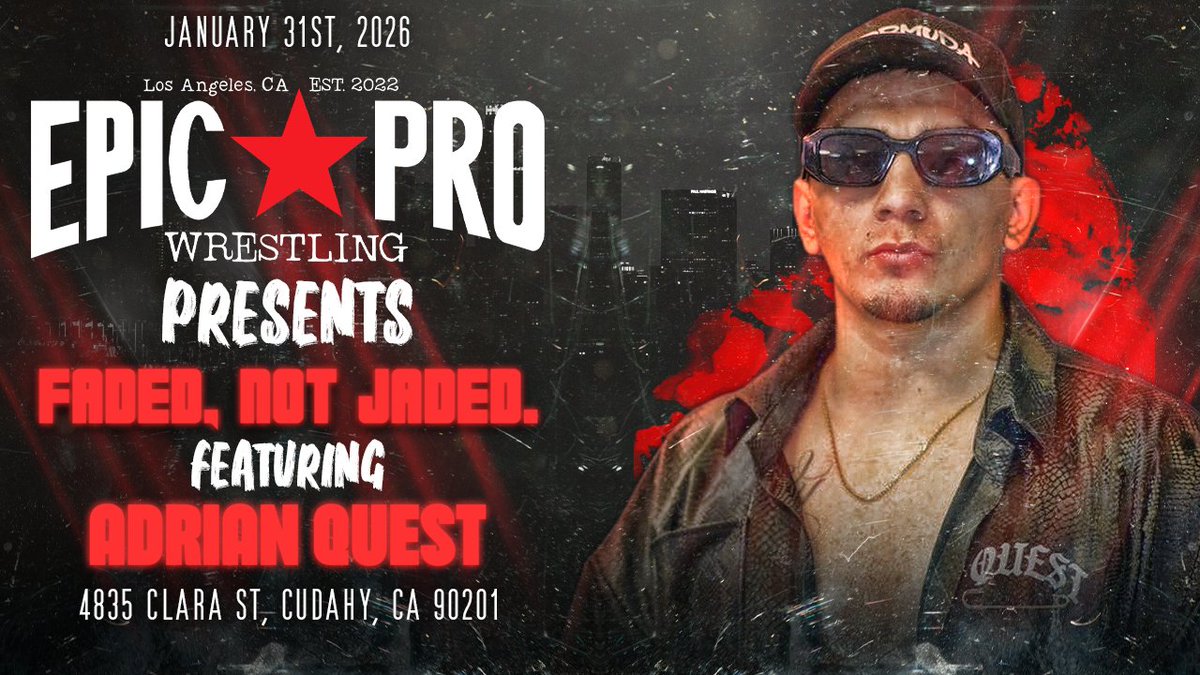 EpicProLA's tweet image. Faded, Not Jaded - January 31, 2026 in Los Angeles - 7 PM 

Featuring Slice Boogie, Jordan Cruz, Adrian Quest, Chris Nasty, and more to be announced!

All tickets are just $20!
fadednotjaded.eventbrite.com