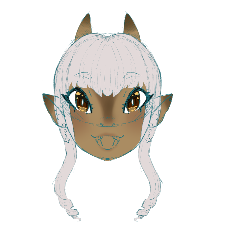 i made the mistake of "for funsies" adding colors to the two different hairstyles i did to this face and they're both rly cute,,