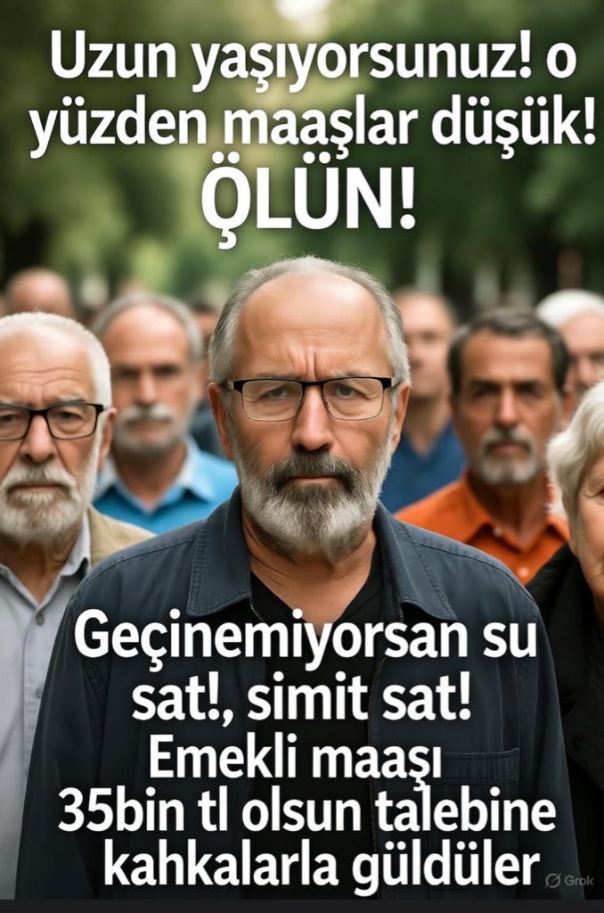 Emekliye neler neler dediler ! 
Ölün bile dediler ! 
Böyle vicdansız utanmaz bir dönem yaşamadı bu ülke ! 
Seçim hemen şimdi ! 
 #ÜlkeCanÇekişiyor