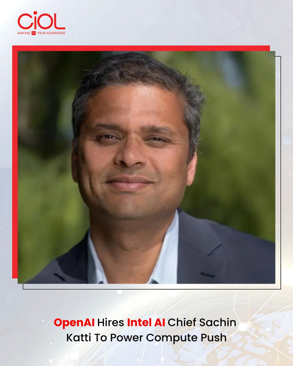 CiOL_News's tweet image. OpenAI has just made a major move, bringing in Sachin Katti, formerly the top AI executive at Intel, to power its next-gen hardware push.

By Manisha: ciol.com/appointment/op…

#ciol @OpenAI @intel #AI #IntelAI #computep