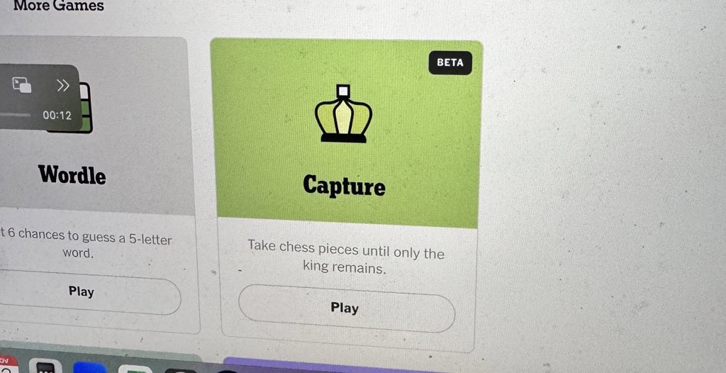 neonkaleigh's tweet photo. NEW NYT BETA GAME JUST DROPPED EVERYONE GET HYPE #capture #nytgames #nyt #newyorktimes #connections #wordle #puzzle #crossword #chess @nytimes https://t.co/Y2fBiQbr03