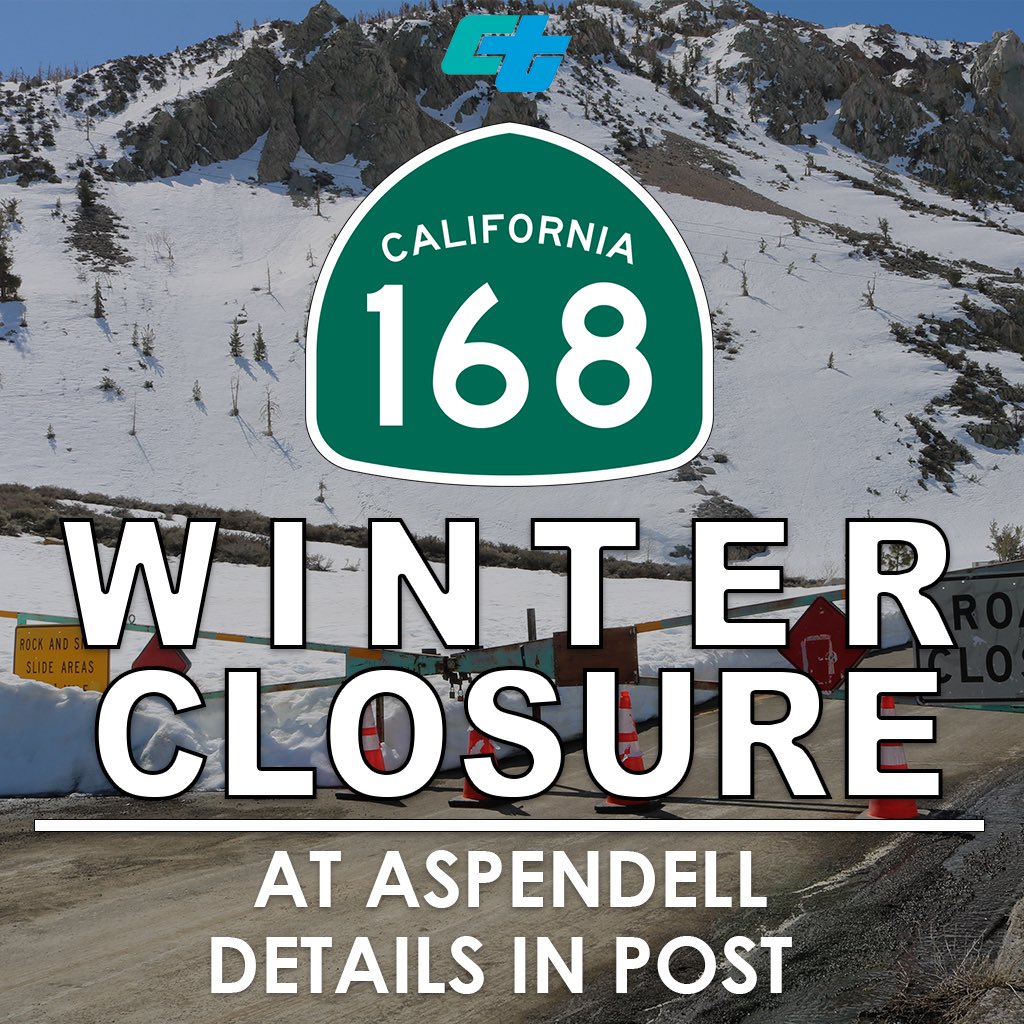 Caltrans9's tweet image. State Route 168 above Aspendell to Lake Sabrina is closed for the winter season. 

Check quickmap.dot.ca.gov or download the Quickmap app to obtain the latest information on California highway conditions. #Quickmap