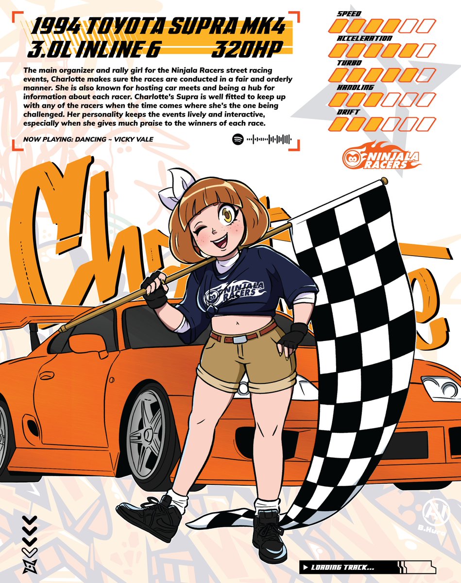 BookerKuro's tweet image. Running the races behind the scenes is Charlotte! She is main organizer of the Ninjala Racing events and keeps the peace during them. When the time comes, Charlotte&apos;s Supra can keep up with any racer who&apos;s looking for a fight 🧡
#NinjalaRacers 
#Ninjala #ニンジャラ #Ninjalaart