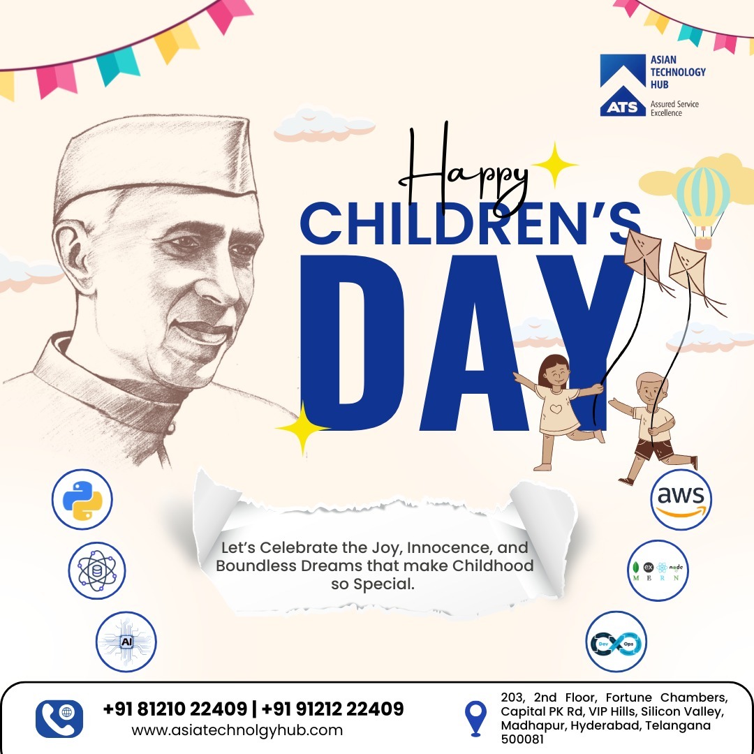ATS_TechHub's tweet image. 🌈 Happy Children’s Day from Asian Technology Hub! 🌟
Celebrating the joy, innocence &amp;amp; limitless dreams that make childhood magical.
Wishing every child a bright, happy &amp;amp; inspiring future. 💫

🎓 New Batches Starting – Register Now: tally.so/r/mREvJQ

#ChildrensDay
