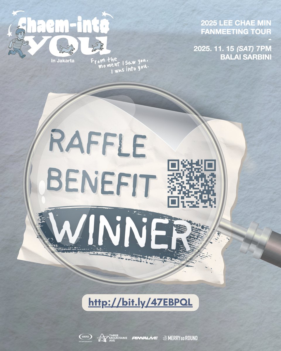 🎉✨ CONGRATS TO ALL THE LUCKY WINNERS! ✨🎉
Thank you for joining the raffle — get ready to meet Lee Chae Min up close and create unforgettable memories!
See you soon!

2025 LEE CHAE MIN FANMEETING TOUR ‘Chaem-into you’ in JAKARTA
🗓️ 2025.11.15 (SAT)
🕖 7:00 PM (19:00 WIB)
