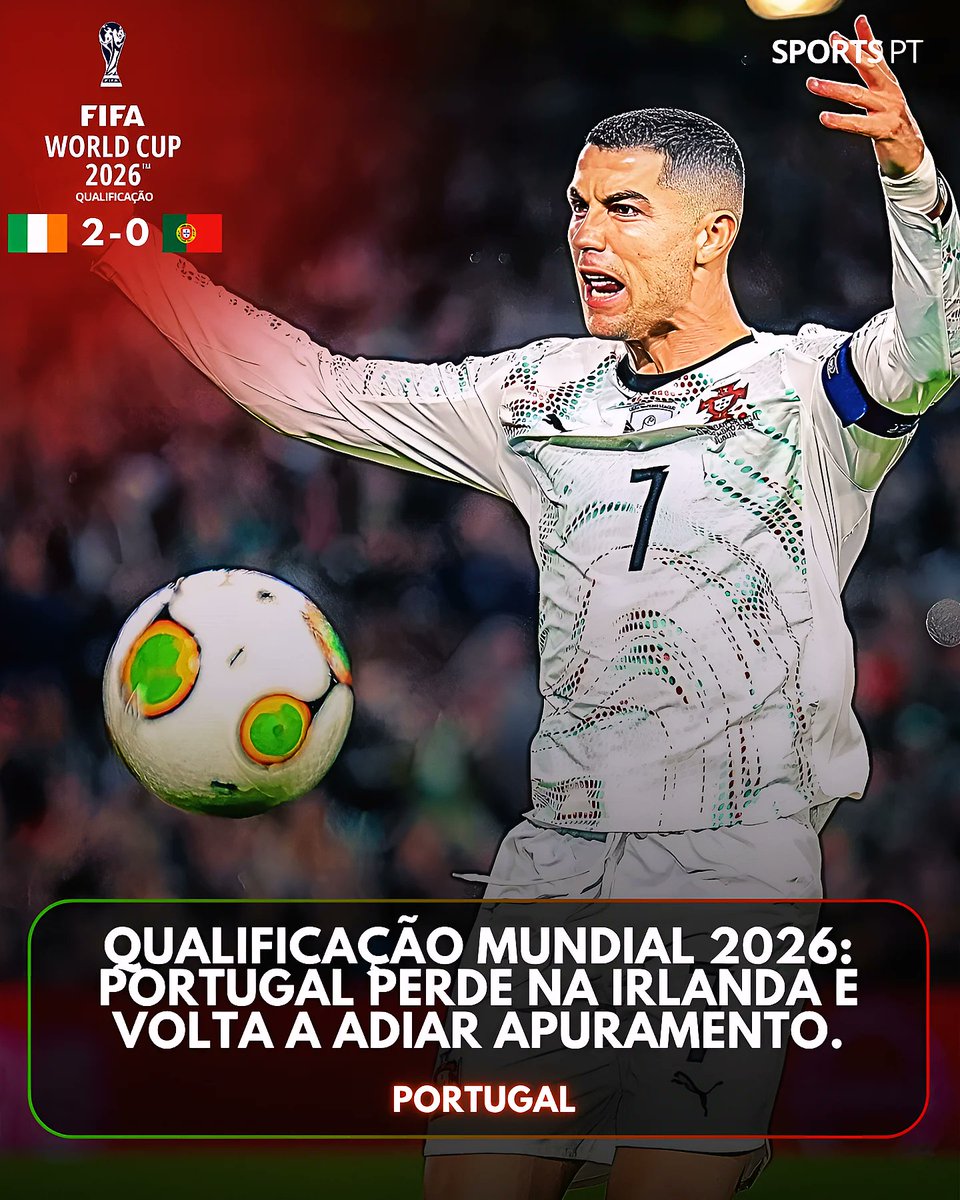 _SPORTSPT's tweet image. 🇮🇪 🇵🇹  Rep. Irlanda 2-0 Portugal: Derrota volta a adiar apuramento para o Mundial. 

• Análise 
instagram.com/p/DRBkFNiiChF/

#WCQ #WCQ2026 #Portugal #CristianoRonaldo