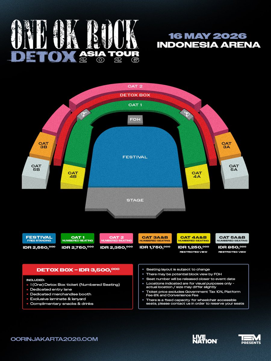 Jastip jaswar ONE OK ROCK DETOX ASIA TOUR Live in Jakarta 2026!

Fee 200K/tix
𝗻𝗼 𝗳𝗲𝗲 𝗶𝗳 𝗻𝗼𝘁 𝘀𝗲𝗰𝘂𝗿𝗲𝗱!

✅️ selfpayment, data sendiri
✅️ trusted&amp; experienced (proof: bit.ly/usatixxproof)

Dm me / <a href="/usagisung/">gemini</a> 🐰❤️
#ONEOKROCK #OORJAKARTA #OORDETOX