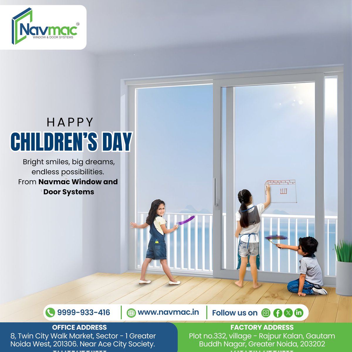 NAVMAC_Doors's tweet image. Navmac wishes a very Happy Children’s Day to the tiny dreamers of today and achievers of tomorrow. 🚪🌈

📱 Get in touch with us at +91 9999-933-416 or DM us to install your set of windows and doors!
#navmacWindows #childrensday #homeUpgrade #happychildrensday #uPVCWindows