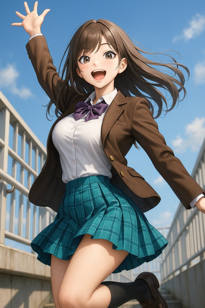 nemuru_gen's tweet image. ネムルが投稿

歩道橋でジャンプする元気な女子高生の瞬間を表現。

#gpt4o #aiart