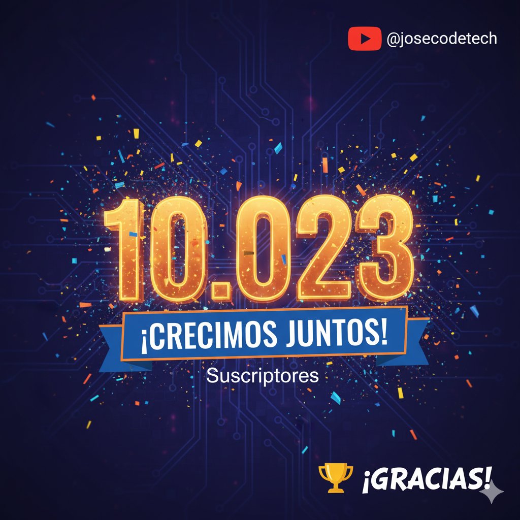 josecodetech's tweet image. 🚀 ¡HE SUPERADO LOS 10.000 SUSCRIPTORES! 🎉 
¡Estoy emocionado y profundamente agradecido! Hoy, @josecodetech ha superado una barrera increíble: ¡ya somos más de 10.000 suscriptores en YouTube! 🥳
Mil gracias a todos por vuestro apoyo🚀
youtube.com/@josecodetech/

#JoseCodeTech