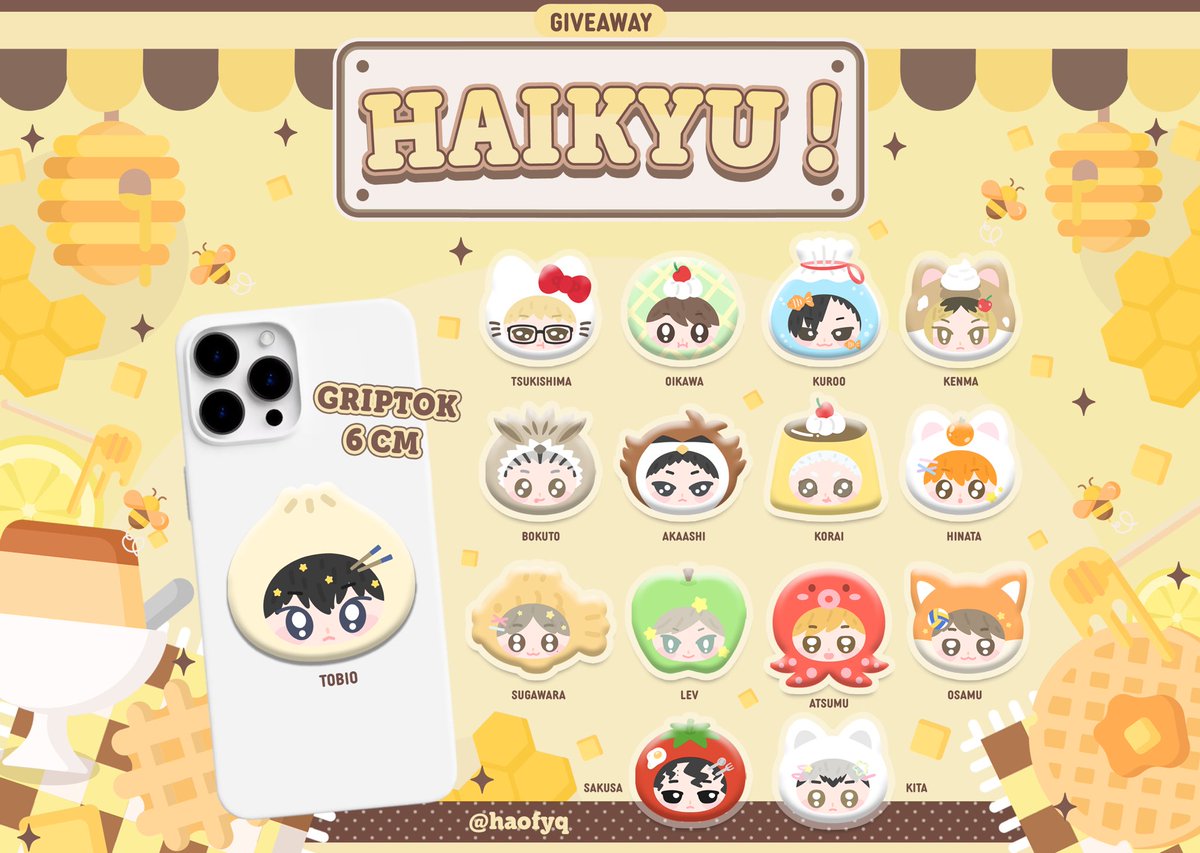 ✮ giveaway 🐝🍯 🥄 ⸝ ⸝ 
     ; random 6 ea. ( 1 person  )

🍘 กติกา :  รีทวิต

    random 18 / 11 💛🪽
    สุ่มโดนฟลว.ให้ all set ค้าบ
✳︎ หลังสุ่มแล้วจะลงฟอร์มให้กรอกออกแค่ค่าส่งอีกครั้งนะคะ #ตลาดนัดไฮคิว 🍮