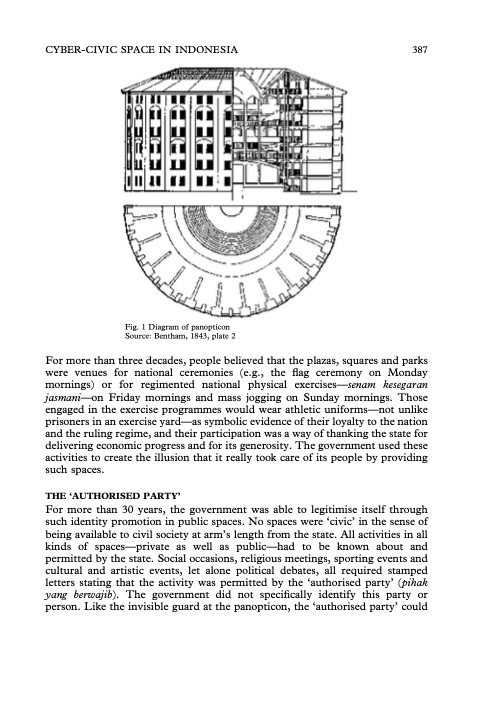 merlyna's tweet image. About the panopticon of #Suharto's #NewOrder. From: Lim, M. 2002. CyberCivic Space in Indonesia: From Panopticon to Pandemonium? International Development Planning Review, 24(4): 383–400.